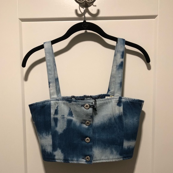 Levi’s Made & Crafted Denim Tie Dye Crop Top - Picture 1 of 6